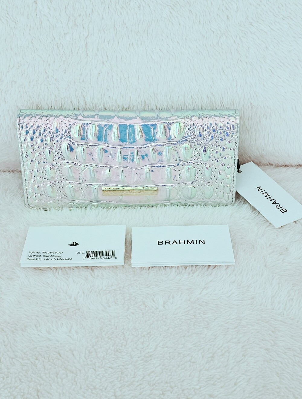 NWT Brahmin SILVER AFTERGLOW w/Ady Wallet
